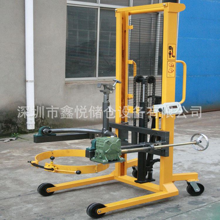 脚踩油桶堆高车防爆电子称手推油桶车搬运油桶升高车翻转倒料车