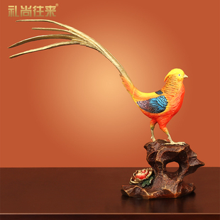 《锦绣前程》红腹锦鸡铜鸡摆件家居装饰品开业乔迁礼品