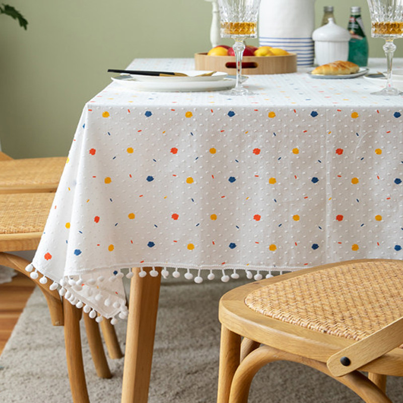 法式彩色小圆点餐桌布白色甜点台桌布阳台圆桌茶几布台布盖巾,居家布艺,桌布,淘宝优惠券,粉丝福利购,淘宝优惠卷