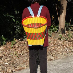 四川背篓塑料手工非竹藤编织花背筐农家用大号收纳筐买菜采摘舞蹈
