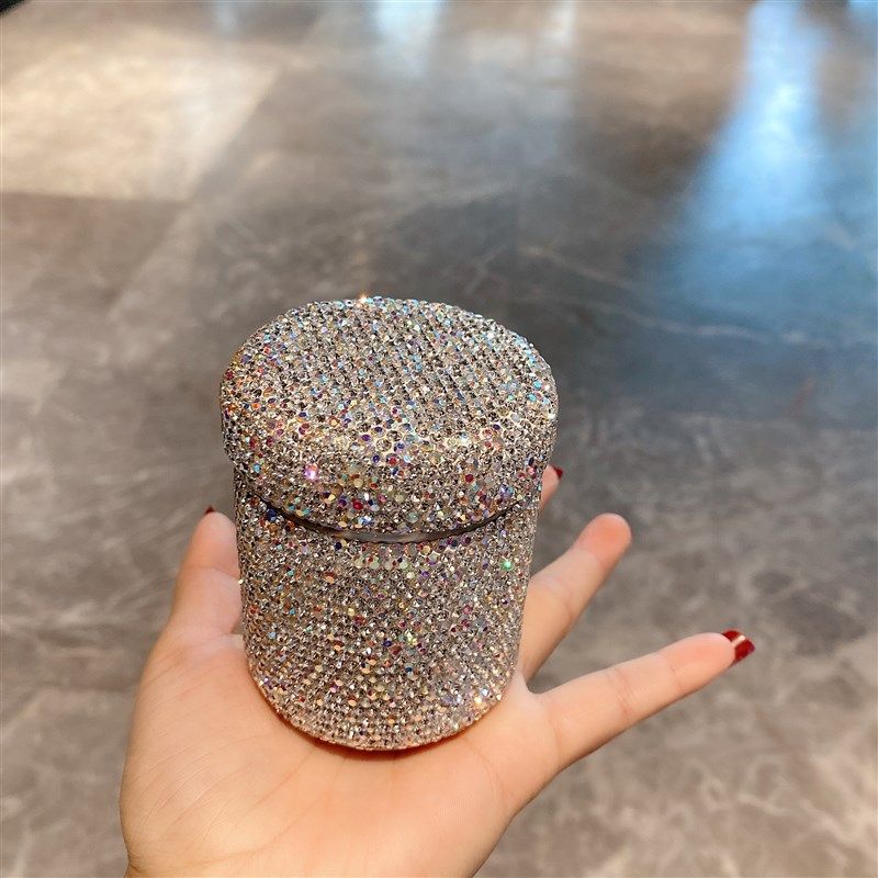 创意贴钻牙签筒棉签收纳盒家用餐厅圆形棉签筒潮新,收纳整理,棉签收纳盒/袋,淘宝优惠券,粉丝福利购,淘宝优惠卷