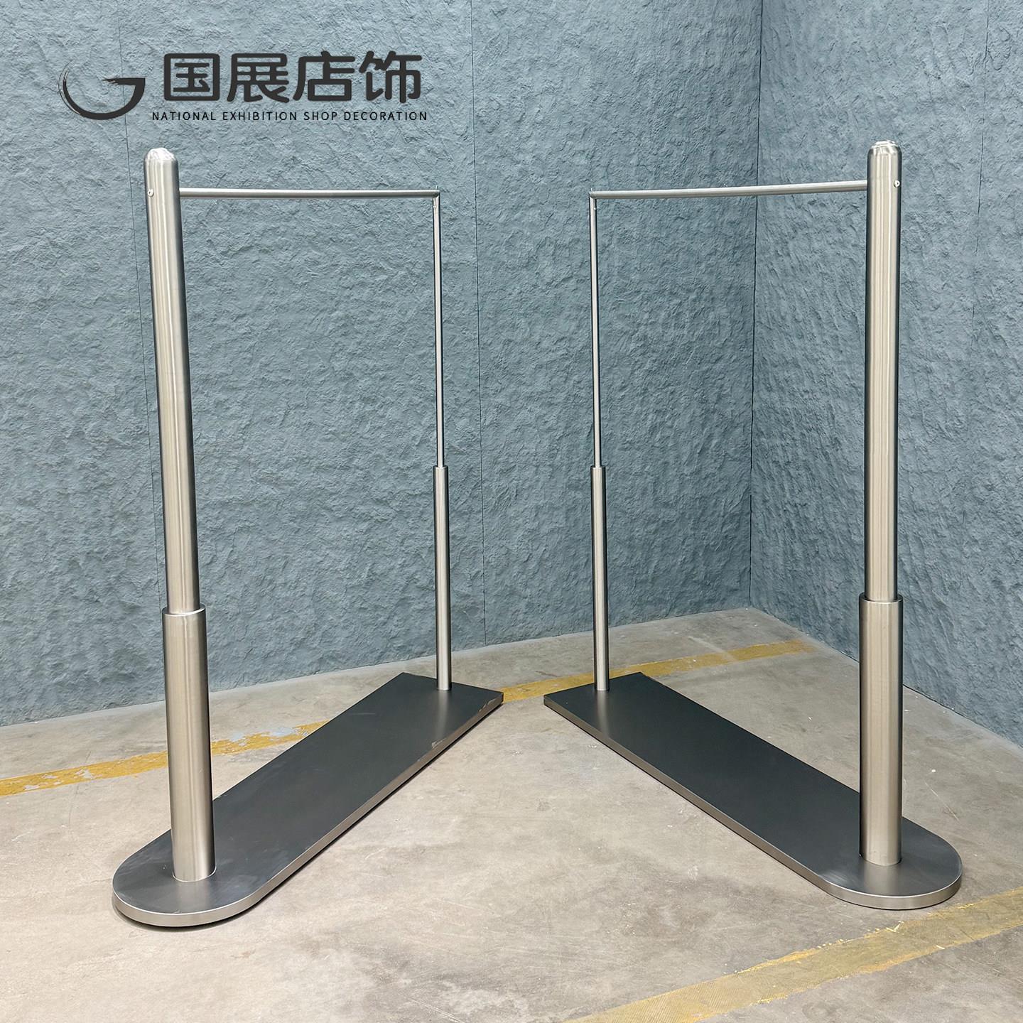 服装店展示架落地式陈列架不锈钢银色拉丝中岛架男装女装落地货架