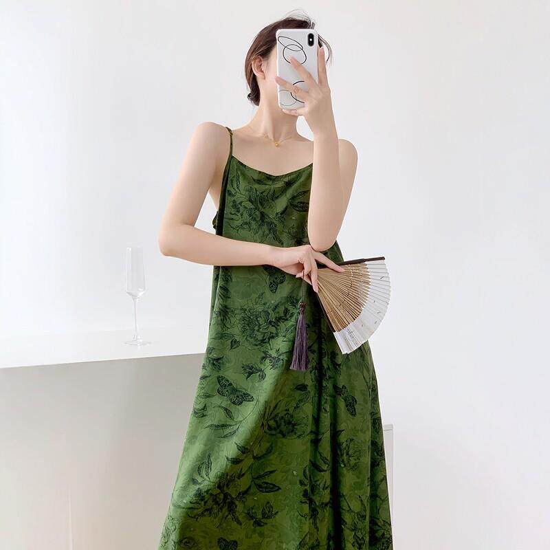 棉绸睡裙女款2026新款夏季新中式国风吊带睡衣宽松凉感可外穿长裙