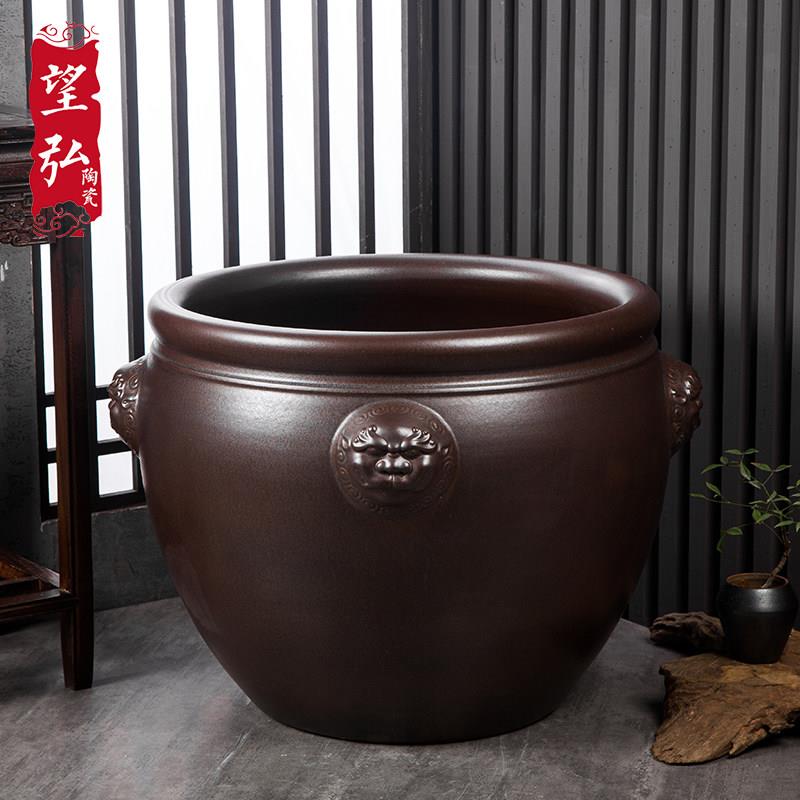 景德镇陶瓷鱼缸古法养鱼鱼缸风水缸陶瓷大缸荷花缸大口径陶瓷鱼缸