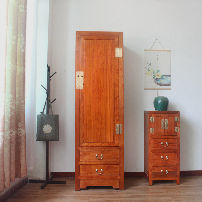 香樟原实木衣柜单门c宽小户型窄儿童单人独柜子收纳储物橱卧室