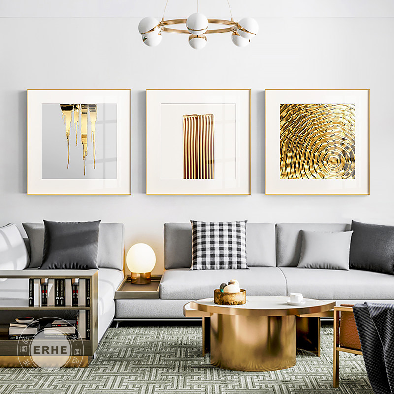 鎏金现简约轻奢沙发背景墙装饰画卧室床头卡纸挂画金色餐厅壁画,家居饰品,现代装饰画,淘宝优惠券,粉丝福利购,淘宝优惠卷