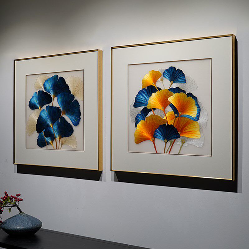 轻奢两联手工幸福安康成品装饰画厅客玄关高档刺绣挂画卧室画