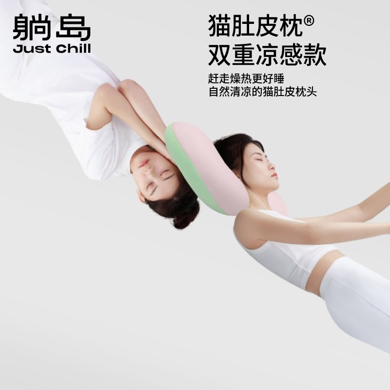 躺岛双面睡感猫肚皮枕分区侧睡清凉透气记忆棉枕头凉感枕单人枕芯