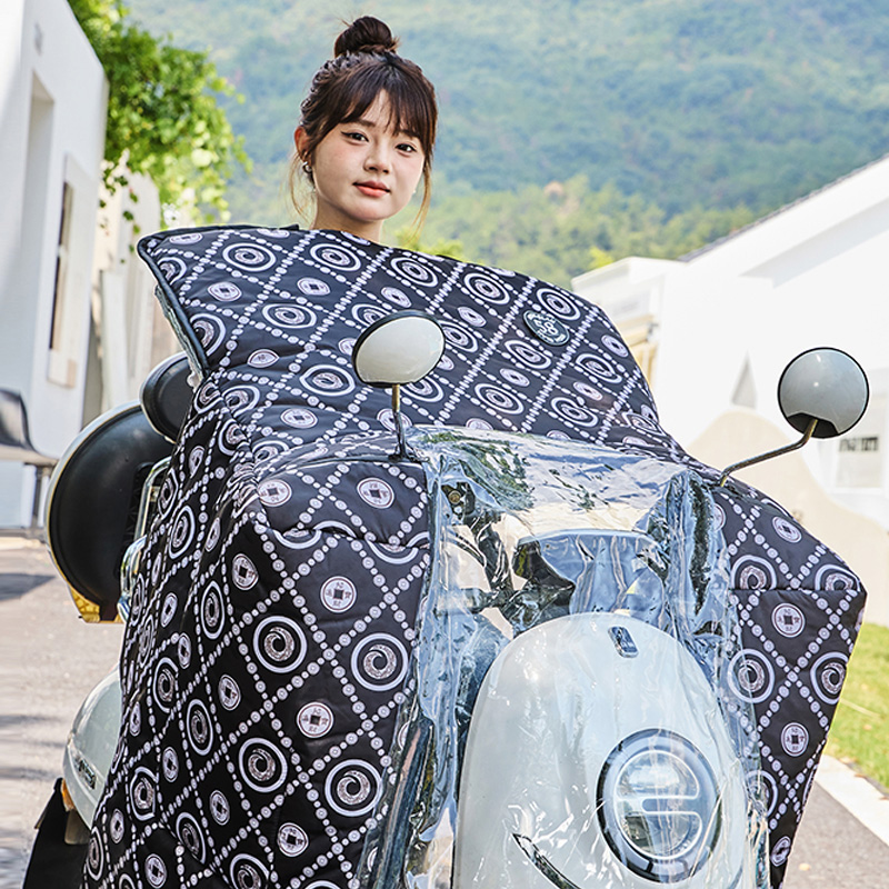 冬季电动车斗篷型挡风被 p透明保暖加厚加绒连体款