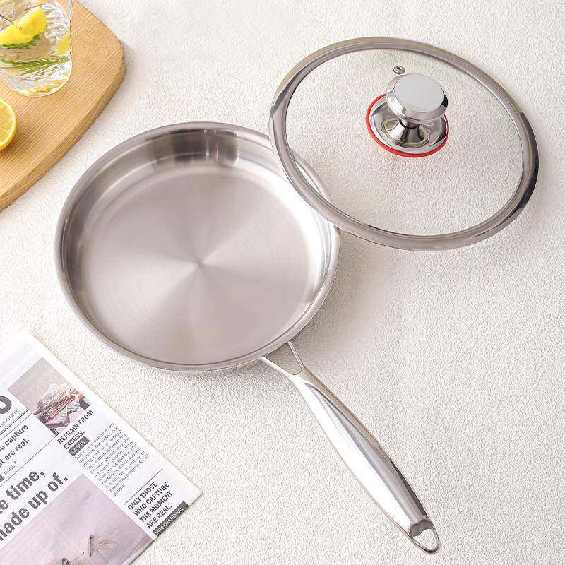 平底锅不粘锅无涂层304不锈钢煎蛋锅神器专用炒煎饼锅小牛排煎锅