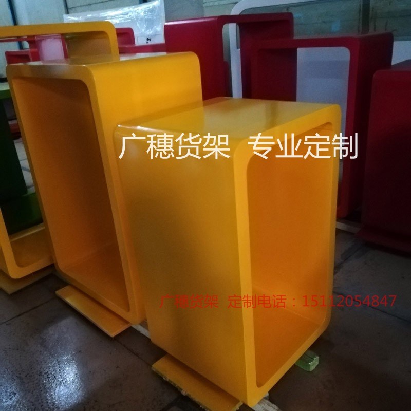 木质烤漆格子方形地台服装包包店模特展示台橱窗陈列展柜镂空书柜