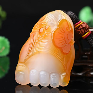 玛瑙知足常乐手把玩如意玉石手把件玉手玩件玉髓带证书