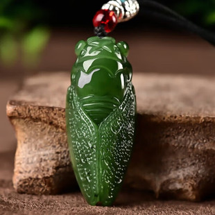 和田玉玉蝉玉石吊坠碧玉挂件一鸣惊人文昌金榜题名知了玉佩