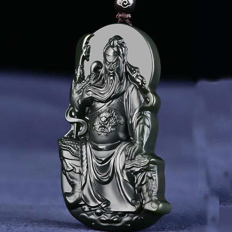 和田玉关公吊坠男霸气忠义关二爷玉坠武财神玉石挂件玉佩玉牌