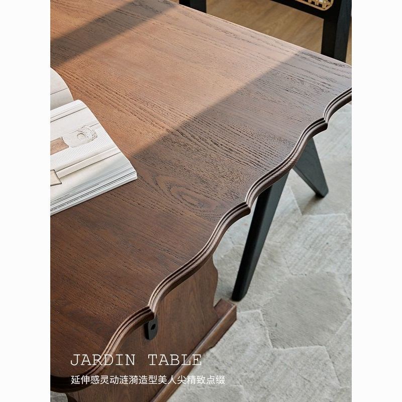 法式复古全实木餐桌中古风红橡木餐桌椅组合客餐厅大板桌美式家具