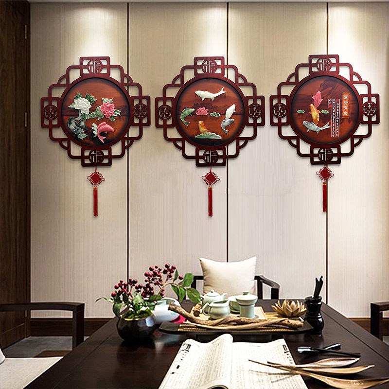 客厅装饰画沙发背景墙面壁画中式入户门玄关过道走廊餐厅玉雕挂画