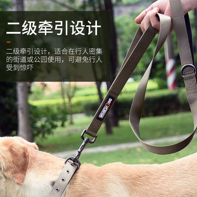 狗狗牵引绳大型犬防咬断哈士奇项圈p链可调节尼龙织带仿挣脱脖圈