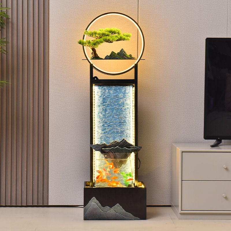 流水摆件循环水客厅加湿器电视柜沙发旁装饰水幕墙小鱼缸乔迁礼品