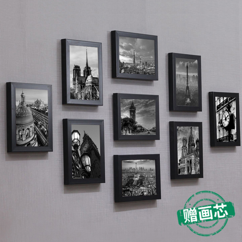 照片墙相框组合家庭客厅装饰免打孔卧室墙上相片相册建筑画芯挂墙