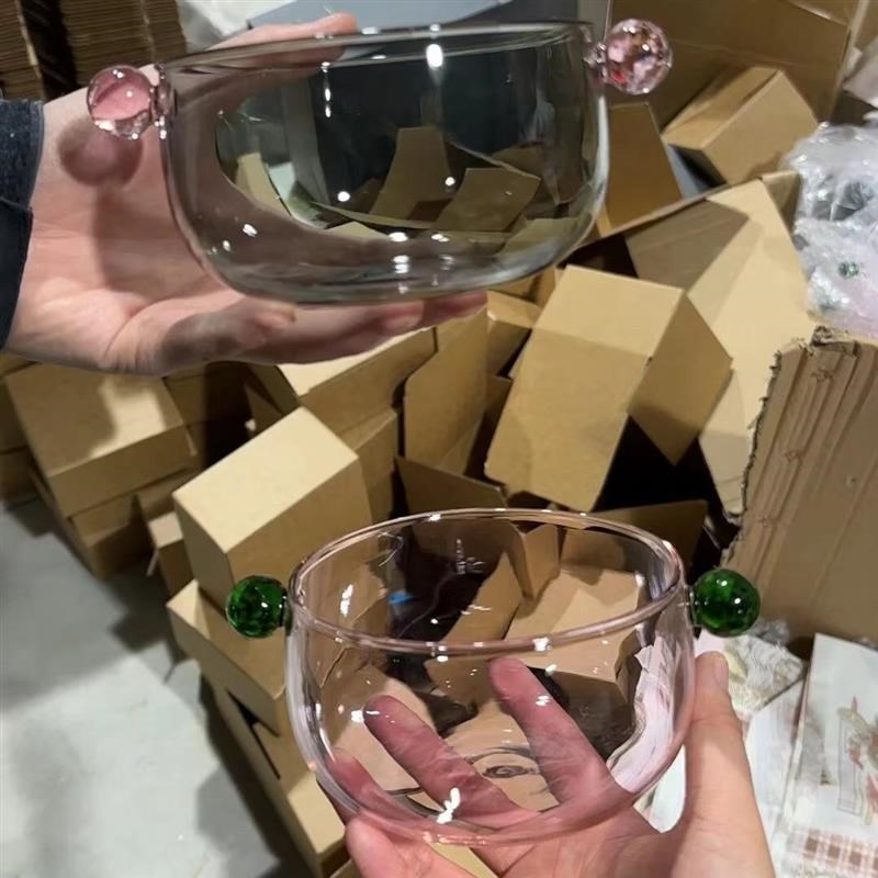 酸奶燕麦碗高颜值纯色甜品碗水果沙拉碗耐高温家用早餐撞色玻璃碗