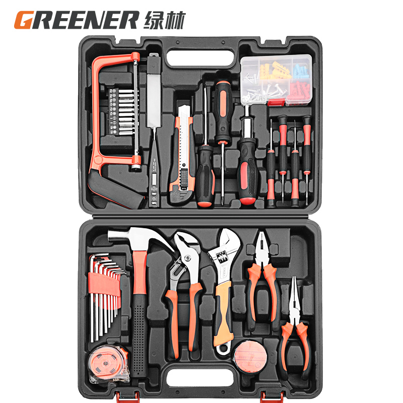 绿林家用工具套装电工五金维修工具箱家庭多功能车载组合工具套装