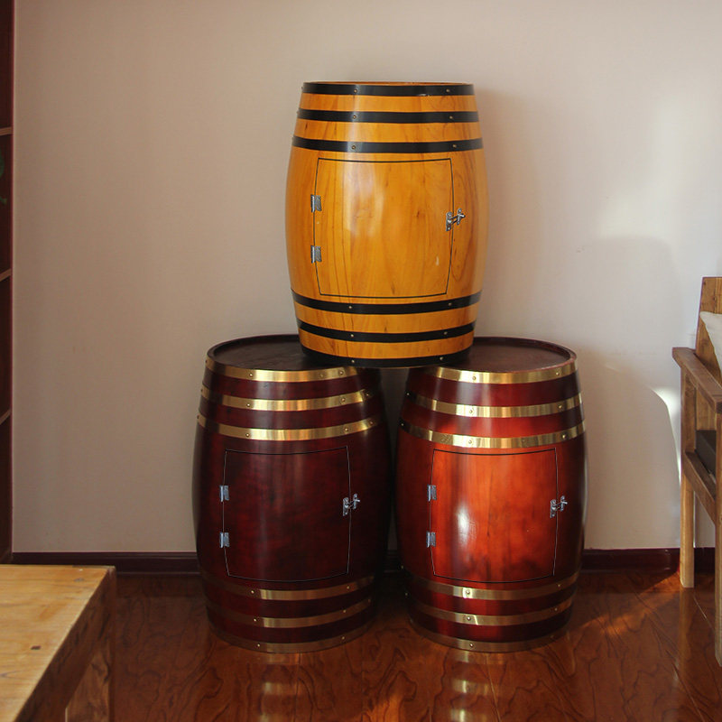 橡木桶酒桶装饰酒庄酒窑摆件红酒展示酒柜红酒桶实木摆件摄影道具