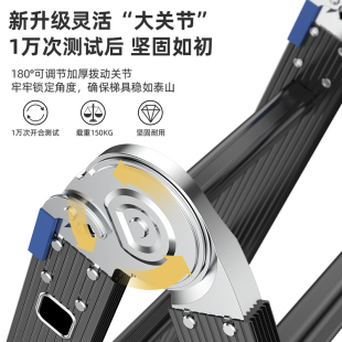 奥鹏伸缩梯子人字梯加厚工程折叠梯便携多功能家用升降楼梯