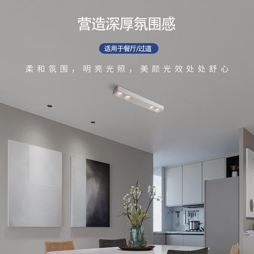 led明装射灯防眩智能吸顶式长条形斗胆灯家用无主灯格栅超薄筒灯