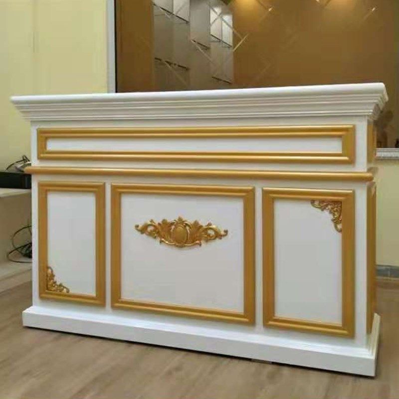 欧式收银台吧台服装店简约吧台白色烤漆柜台美容院时尚前台