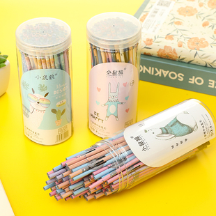 小鼠狼中性笔芯桶装蓝色0.5mm黑色红色混合装全针管0.38学生100支