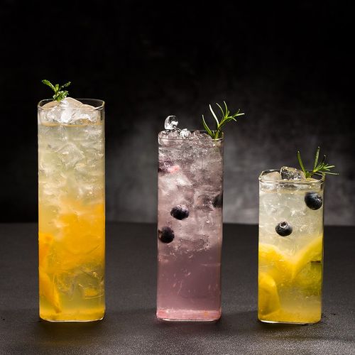 轻薄简约玻璃杯鸡尾酒杯调酒长饮杯柯林杯果汁杯加长直筒水杯家用