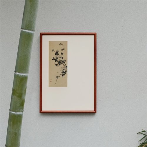 燕衔春禧新中式电表箱挂画禅意书房茶室墙饰实木画框好寓意装饰画