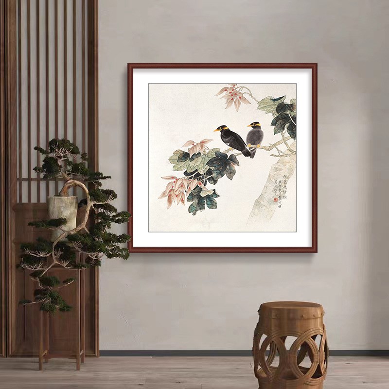 新中式装饰画餐厅墙面装饰玄关挂画饭厅壁画歺厅国画花开富贵墙画