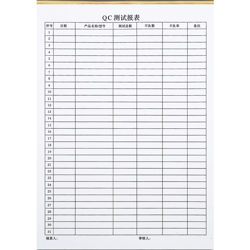 QC成品测试日报表定制表单一二三联品检产品抽检巡检检验记录表格