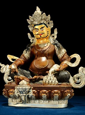 闯隆藏式10寸仿古款《黄财神》铜像室内桌面传统浮雕款工艺装饰品