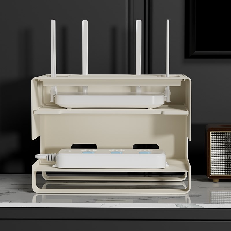 家用WiFi路由器收纳盒客厅电视机顶盒理线盒插排整理多功能置物架