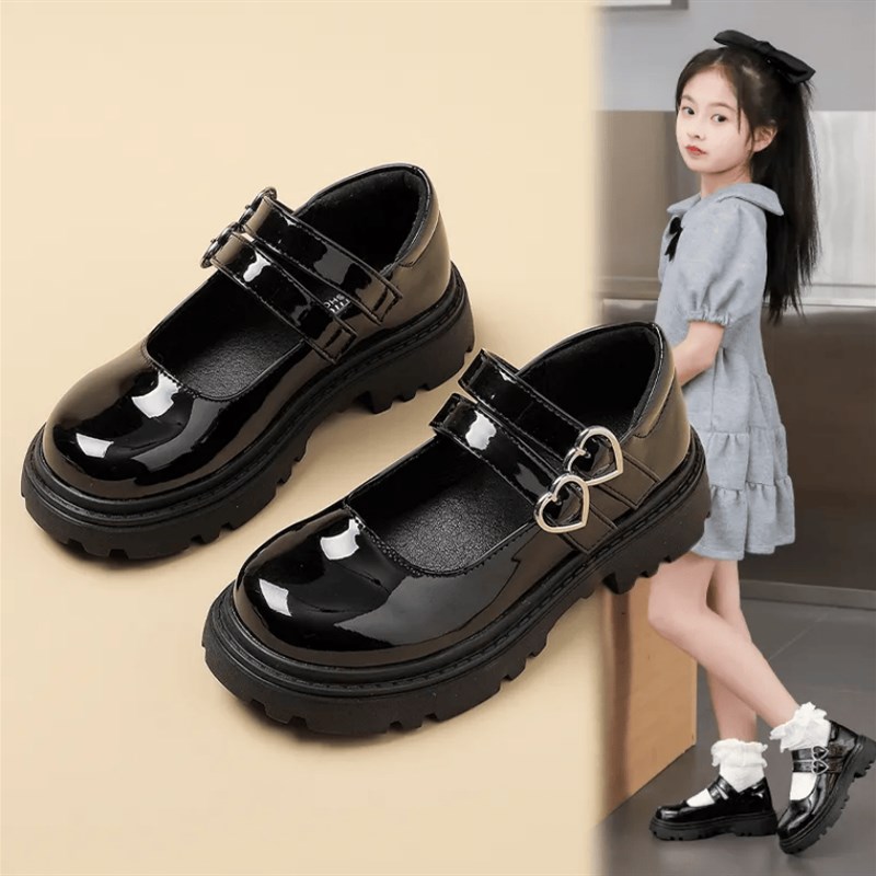 2024新款春秋女童鞋子黑色皮鞋儿童公主学生礼服演出鞋小女孩单鞋
