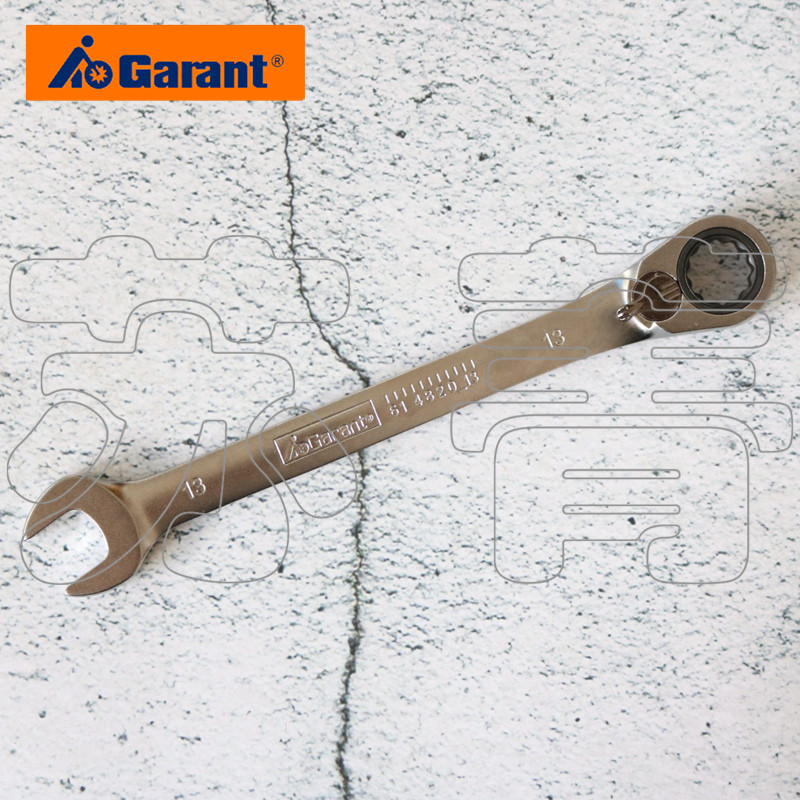 德国原装霍夫曼GARANT开口 棘轮梅开扳手 可换方向 15度弯头