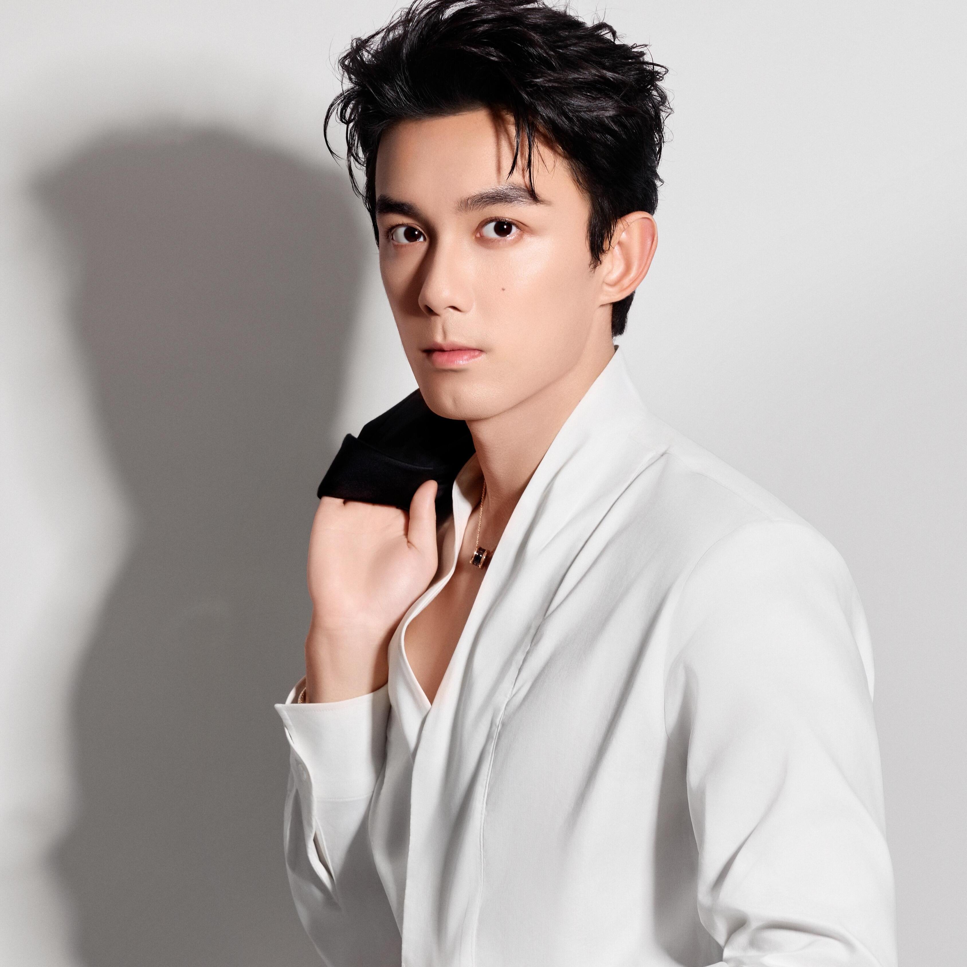 吴磊同款轻奢V领男长袖白色衬衫图片