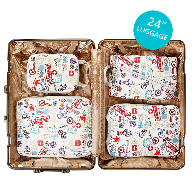 旅行收纳袋四件套行李箱衣物分装袋可携式防水防尘衣服羽绒服压缩