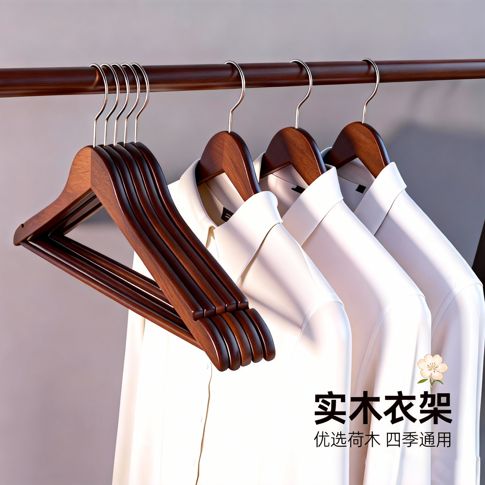 木质衣架家用挂衣无痕木头加厚防滑加宽服装店酒店衣架子衣柜撑子