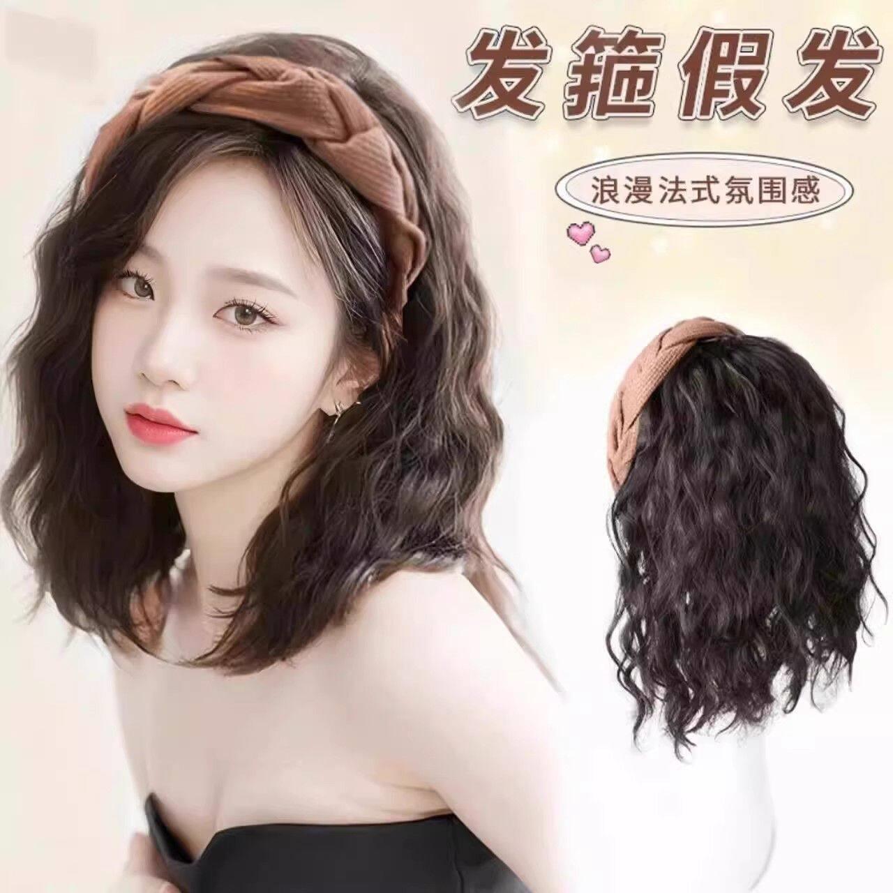 假发发箍一体真发头套女丸子头蓬松自然无痕款高颅顶神器真人发丝图片