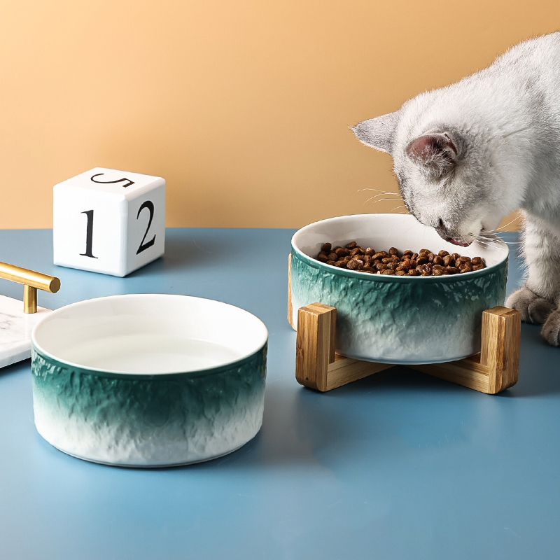 猫碗陶瓷防打翻猫碗双碗大型犬狗狗食盆猫咪喝水碗保护颈椎宠物碗