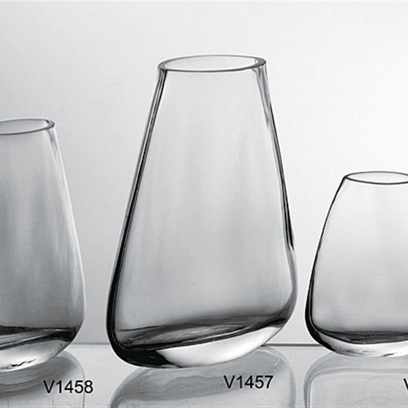 透明玻璃花瓶摆件扁花器水培器皿餐桌皿简约欧式T客厅卧室样板房