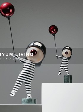简约气球男孩人物雕塑摆u件样板房间客厅电视柜桌面软装饰品