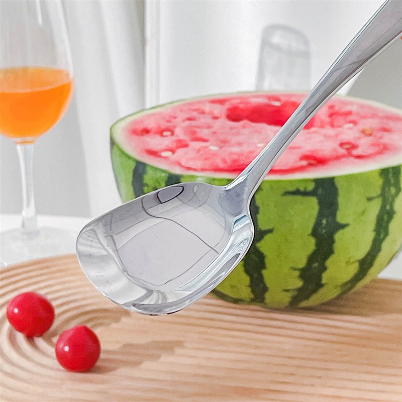 吃西瓜专用勺家用304p不锈钢大号汤勺长柄西餐勺is风甜品吃饭勺子