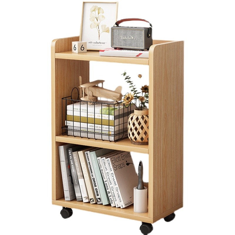 小型迷你落地可移动带轮子书架卧室放东西置物架框书柜MZS1669