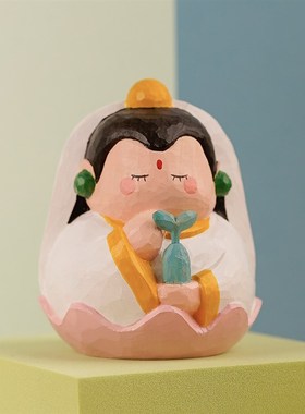 艾集观音菩萨木雕小摆件车载汽车可爱车内家R居饰品配饰办公室