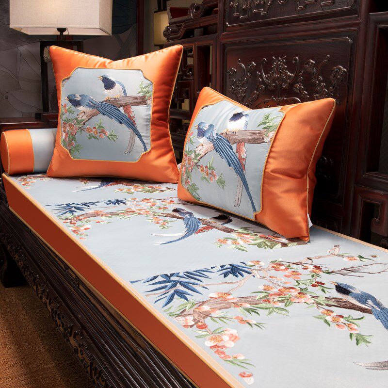 新中式高级感座垫盖布红木沙发垫子实G木家具全盖巾罗汉床防滑定