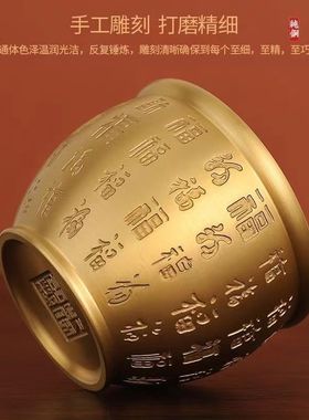 纯黄铜米缸聚财百缸全铜字存钱罐客R厅纯铜聚宝盆摆件